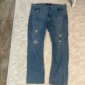 USED Hollister Distressed Blue Jeans 36x34